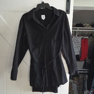 GAP Black Button-Up Shirt with Tie Waist